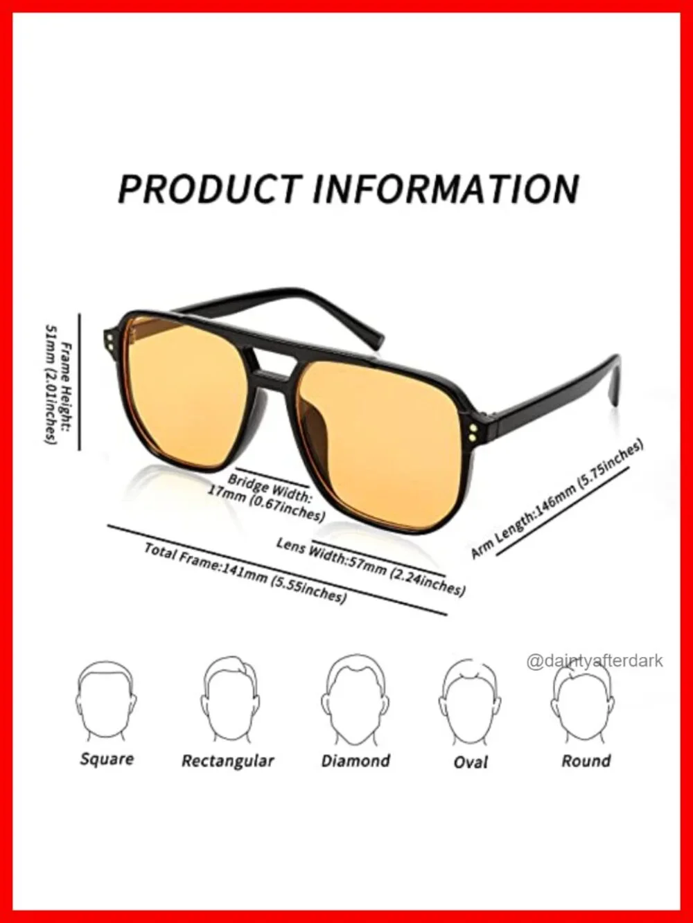 Retro Square Aviator Sunglasses UV400 Protection Plastic Frame
